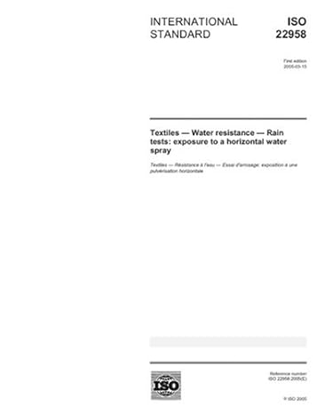 textiles water resistance rain tests exposure to a horizontal water spray 1st edition iso/tc 38/sc 2