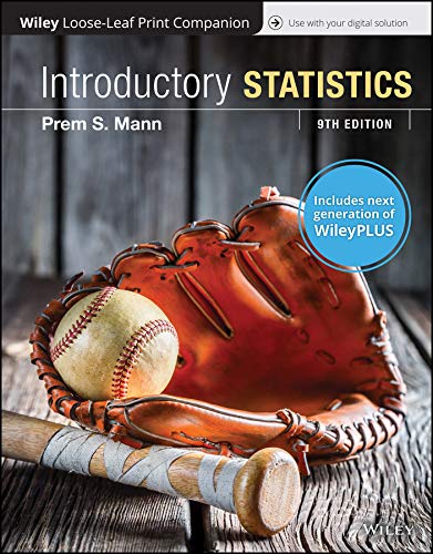 introductory statistics 9th edition prem s mann 1119491096, 9781119491095