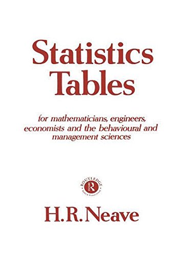 statistics tables for mathematicians engineers economists and the behavioural and management sciences 1st