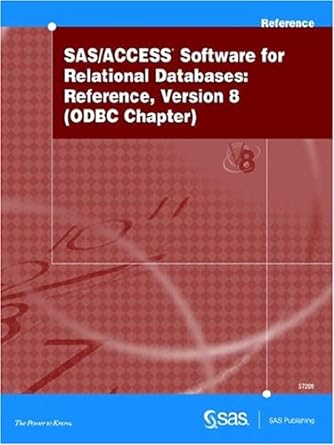 sas/access software for relational databases reference version 8 odbc chapter 1st edition sas institute