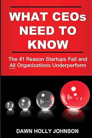 what ceos need to know the #1 reason startups fail and all organizations underperform 1st edition dawn holly