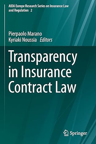 transparency in insurance contract law 1st edition pierpaolo marano ,kyriaki noussia 3030312003,