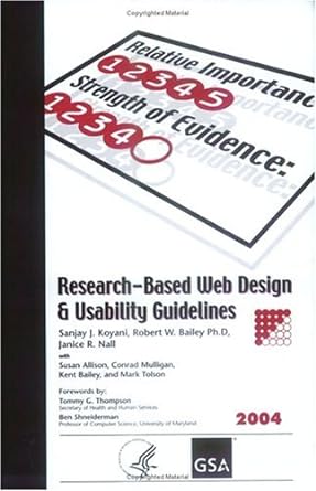 research based web design and usability guidelines 1st edition sanjay j. koyani ,robert w. bailey ,janice r.