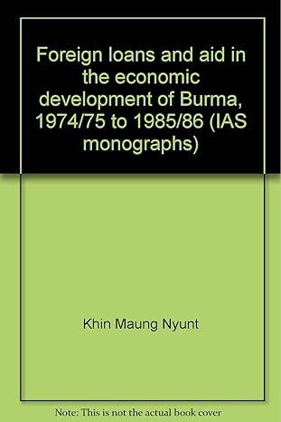 foreign loans and aid in the economic development of burma 1st edition khin maung nyunt 9745771759