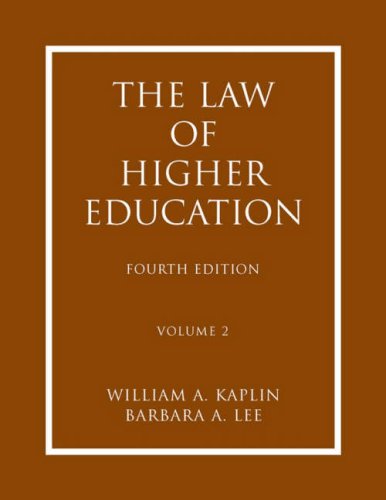 the law of higher education 4th edition william a kaplin , barbara a lee 0787986569, 9780787986568