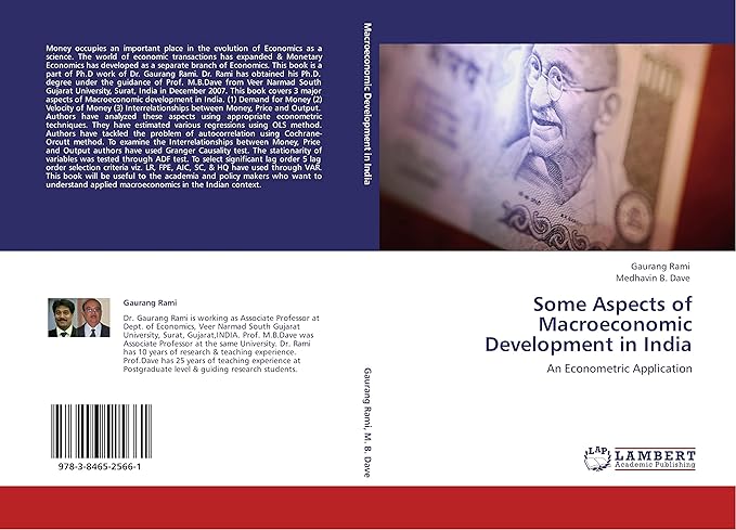 some aspects of macroeconomic development in india an econometric application 1st edition gaurang rami