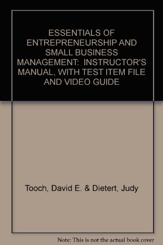 essentials of entrepreneurship and small business management instructors manual with test item file and video
