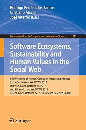 software ecosystems sustainability and human values in the social web 1st edition rodrigo pereira dos santos