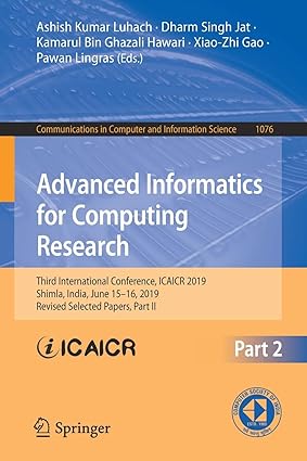 advanced informatics for computing research third international conference icaicr 2019 shimla india june 15