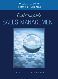 dalrymples sales management 10th edition william l. cron, thomas e. decarlo 0470169656, 1119110874,