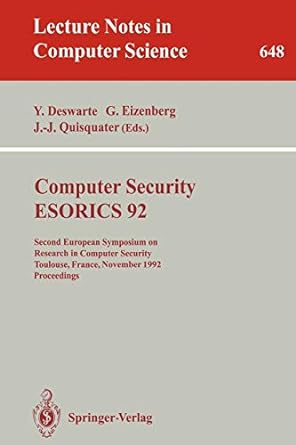 computer security esorics 92 second european symposium on research in computer security toulouse france