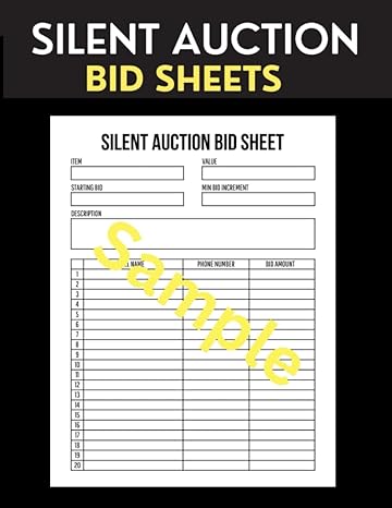 silent auction bid sheets 1st edition canvas retirement press b0cdnsh8kq
