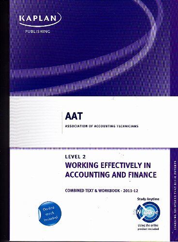 working effectively in accounting and finance combined text and workbook aat 1st edition not available