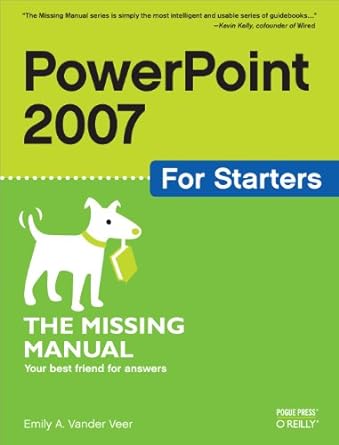 powerpoint 2007 for starters the missing manual 1st edition e vander veer 0596528310, 978-0596528317