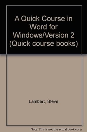 a quick course in word for windows/version 2 1st edition steve lambert ,joyce cox 1879399059, 978-1879399051