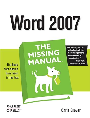 word 2007 the missing manual 1st edition chris grover 059652739x, 978-0596527396