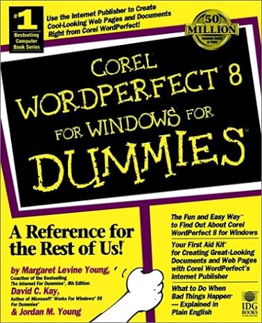 corel wordperfect 8 for windows for dummies 1st edition margaret levine young ,david c kay ,jordan m young ii