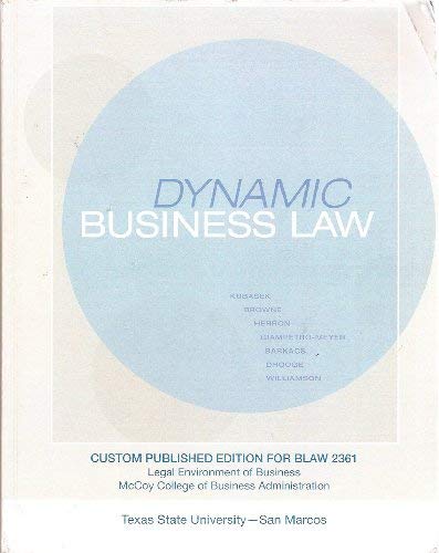 dynamic business law 1st edition browne kubasek , giampetro meyer herron , dhooge, williamson barkacs