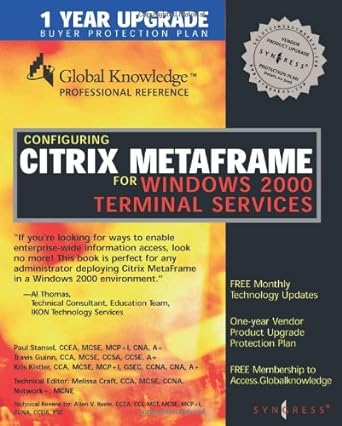 configuring citrix metaframe for windows 2000 terminal services 1st edition melissa craft 1928994180,