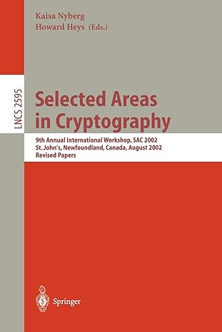 selected areas in cryptography 9th annual international workshop sac 2002 st johns newfoundland canada august