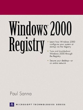 windows 2000 registry 1st edition paul sanna 0130300640, 978-0130300645