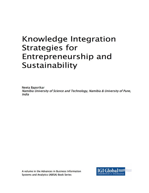 knowledge integration strategies for entrepreneurship and sustainability 1st edition neeta baporikar
