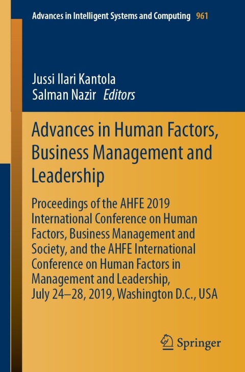 advances in human factors business management and leadership proceedings of the ahfe 2019 international
