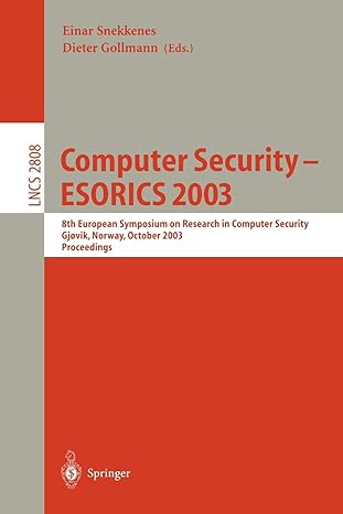 computer security esorics 2003 8th european symposium on research in computer security gjovik norway october