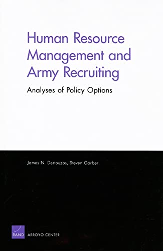 human resource management and army recruiting analyses of policy options 1st edition james n dertouzos