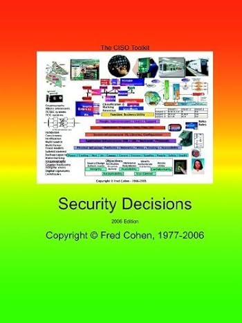 the ciso toolkit security decisions 2006 1st edition fred cohen 1878109383, 978-1878109385