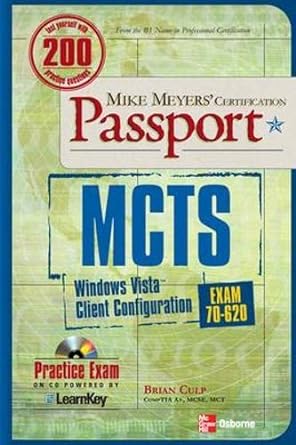 mcts windows vista client configuration passport 2nd edition brian culp 007149331x, 978-0071493314