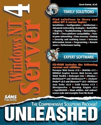 windows nt server the comprehensive solutions package unleashed 1st edition jason garms 0672309335,