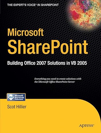 microsoft sharepoint building office 2007 solutions in vb 2005 1st edition scot p hillier 159059813x,