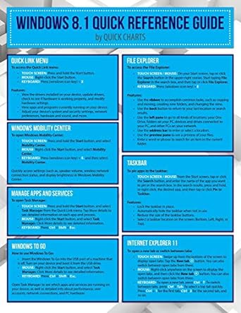 windows 8 1 quick reference guide 1st edition quick charts 1632872722, 978-1632872722