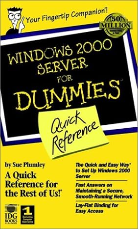 windows 2000 server for dummies quick reference 1st edition sue plumley 0764506625, 978-0764506628