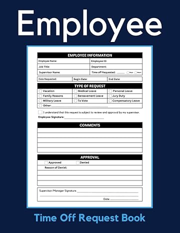 employee time off request book time off request form day off request racker for employers 8 5 x 11 inches 111