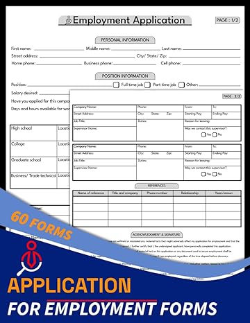 application for employment forms new hire recruitment selection form book for organizations business 60 forms