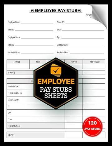 employee pay stubs sheets blank personnel check stubs book for employers to record details about employees