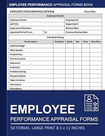 employee performance appraisal forms book employee job performance review and evaluation form 50 forms 1st