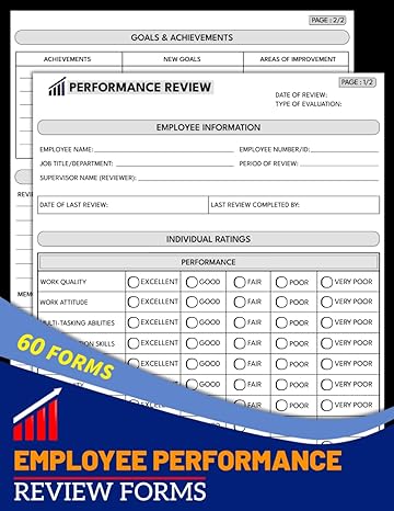 employee performance review forms worker performance appraisal form book for 60 employees track up to 12