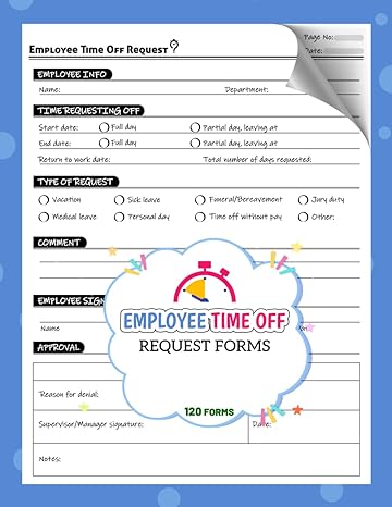 employee time off request forms day off request book for preschool daycares in home child care business with