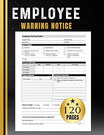 employee warning notice employee disciplinary action form book i hr forms for employees 1st edition nor