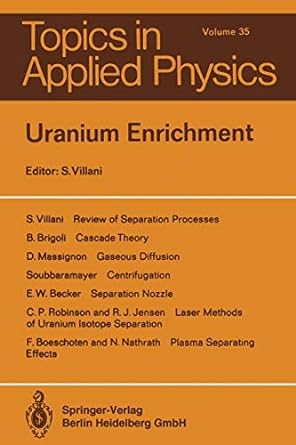 uranium enrichment 1st edition s. villani 366231262x, 978-3662312629