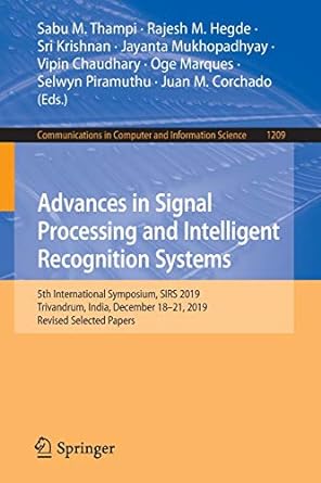 advances in signal processing and intelligent recognition systems 5th international symposium sirs 2019