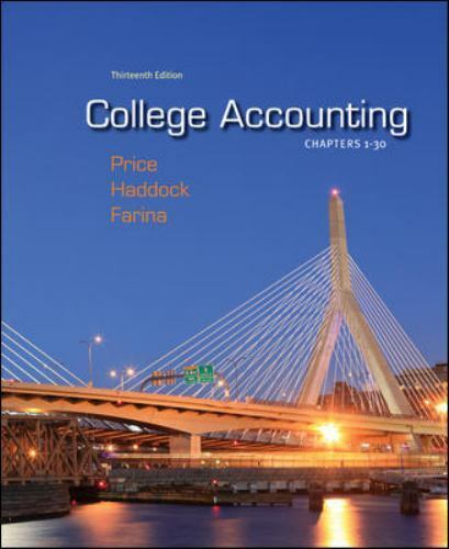 college accounting 13th edition john ellis price, michael farina, m. david haddock 9780078025273, 0078025273
