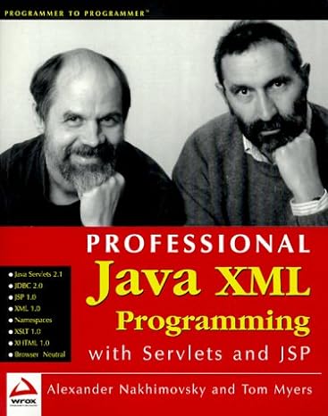 professional java xml programming with servlets and jsp 1st edition thomas j myers 1861002858, 978-1861002853