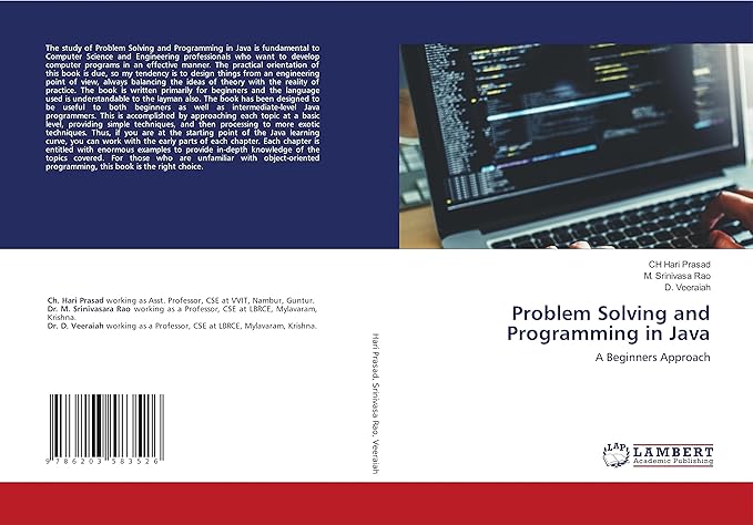 problem solving and programming in java a beginners approach 1st edition ch hari prasad ,m srinivasa rao ,d