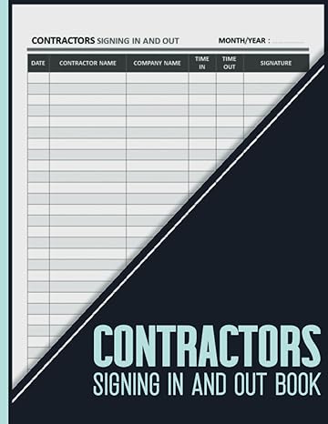 contractors signing in and out book sign in book for workplace contractors sign in book large size 8 5 x 11