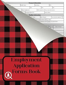employment application forms book job application form plaid cover design 120 pages 8 5 x 11 inches 1st