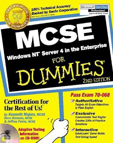 mcse windows nt server 4 in the enterprise for dummies 2nd edition kenneth majors ,dave dermon iii ,jeffrey
